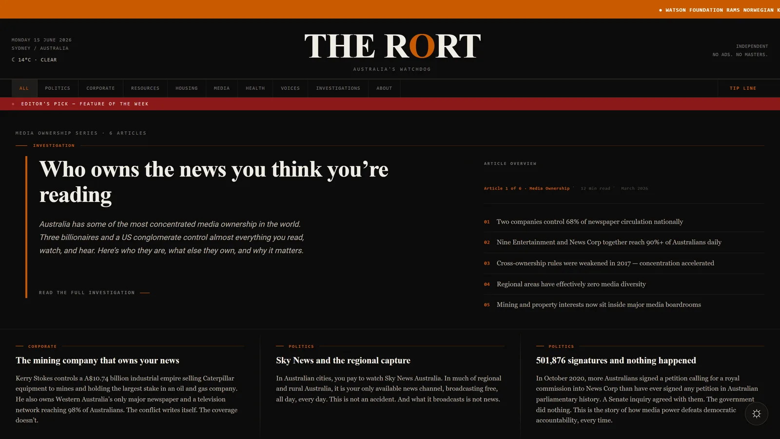 The Rort — dark theme